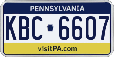 PA license plate KBC6607