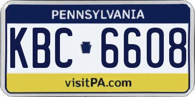 PA license plate KBC6608