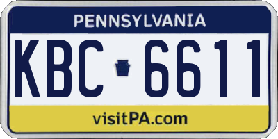 PA license plate KBC6611