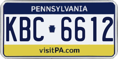 PA license plate KBC6612