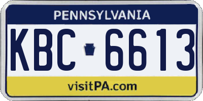 PA license plate KBC6613