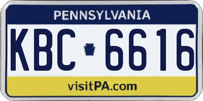 PA license plate KBC6616