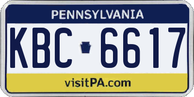 PA license plate KBC6617