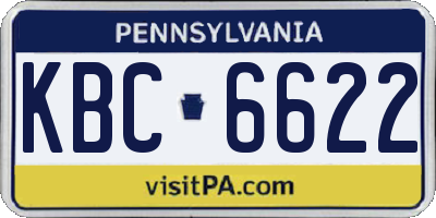 PA license plate KBC6622