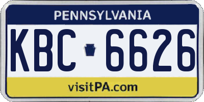 PA license plate KBC6626