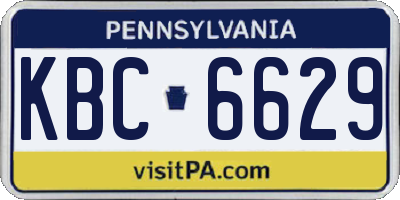PA license plate KBC6629