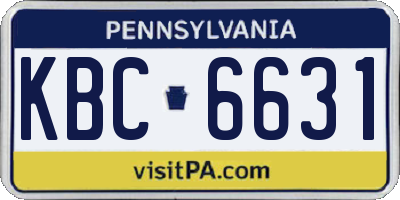 PA license plate KBC6631