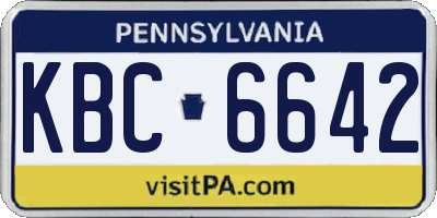 PA license plate KBC6642