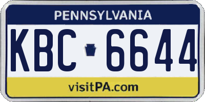 PA license plate KBC6644