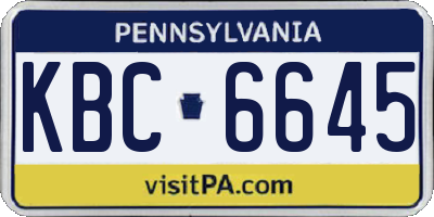 PA license plate KBC6645