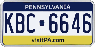 PA license plate KBC6646