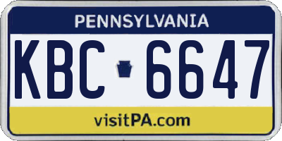 PA license plate KBC6647