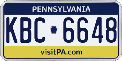 PA license plate KBC6648