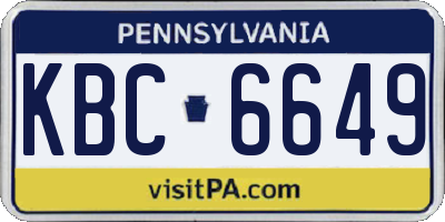 PA license plate KBC6649