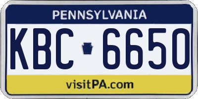 PA license plate KBC6650