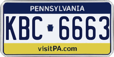 PA license plate KBC6663