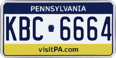PA license plate KBC6664