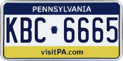 PA license plate KBC6665