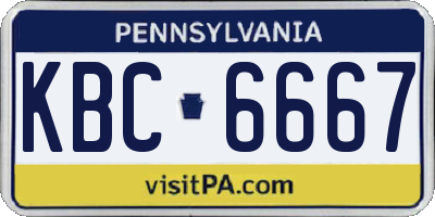 PA license plate KBC6667