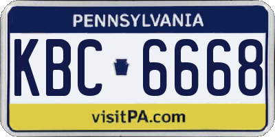 PA license plate KBC6668
