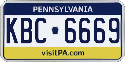 PA license plate KBC6669