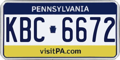 PA license plate KBC6672