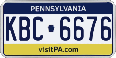 PA license plate KBC6676