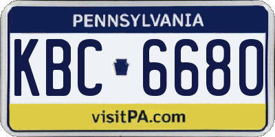 PA license plate KBC6680