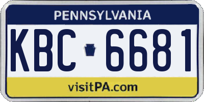 PA license plate KBC6681