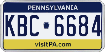 PA license plate KBC6684