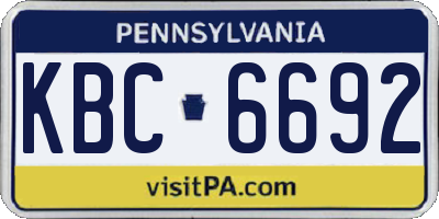 PA license plate KBC6692