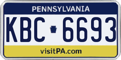 PA license plate KBC6693