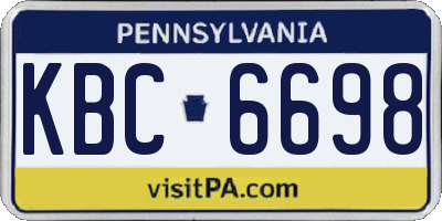 PA license plate KBC6698