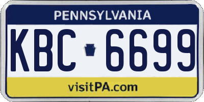 PA license plate KBC6699