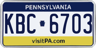 PA license plate KBC6703