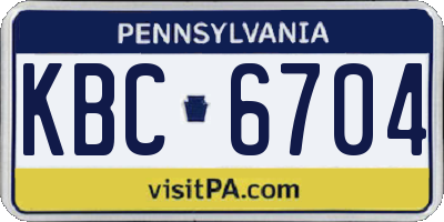 PA license plate KBC6704