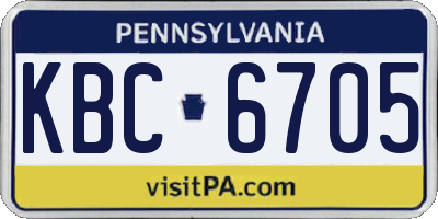 PA license plate KBC6705