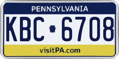 PA license plate KBC6708