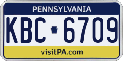 PA license plate KBC6709