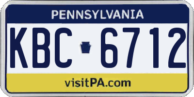 PA license plate KBC6712