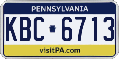 PA license plate KBC6713