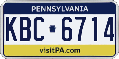 PA license plate KBC6714