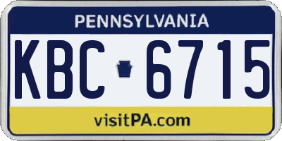 PA license plate KBC6715