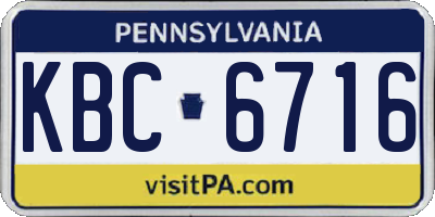 PA license plate KBC6716