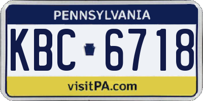 PA license plate KBC6718