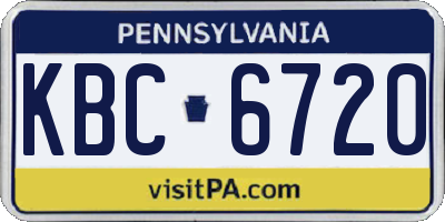 PA license plate KBC6720