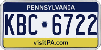 PA license plate KBC6722
