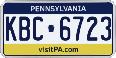 PA license plate KBC6723