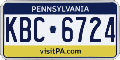 PA license plate KBC6724