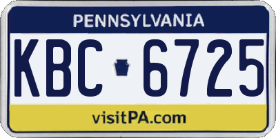 PA license plate KBC6725